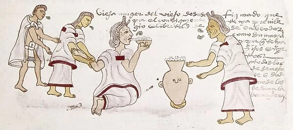 AZTECS: DRINKING, c1540. Aztec elders were allowed to get drunk