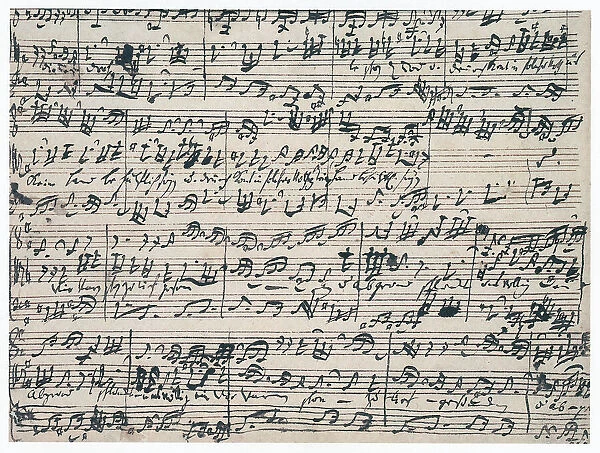 BACH: MANUSCRIPT, c1732. Detail of a manuscript page from Johann Sebastian Bachs Cantata No