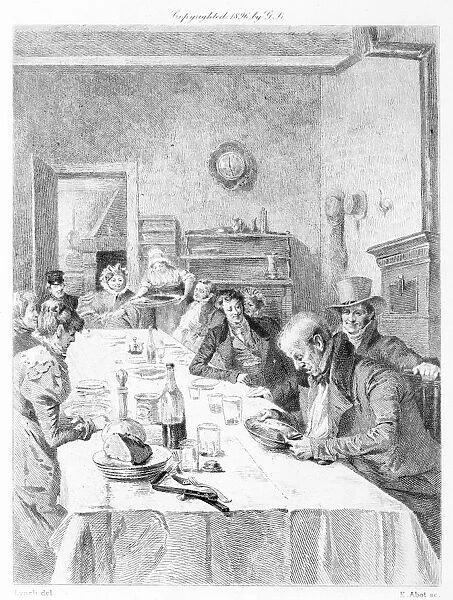 BALZAC: LE P├êRE GORIOT. Goriot at the Pension. Illustration, 1896, for Honore de Balzacs novel, Le P├¿re Goriot