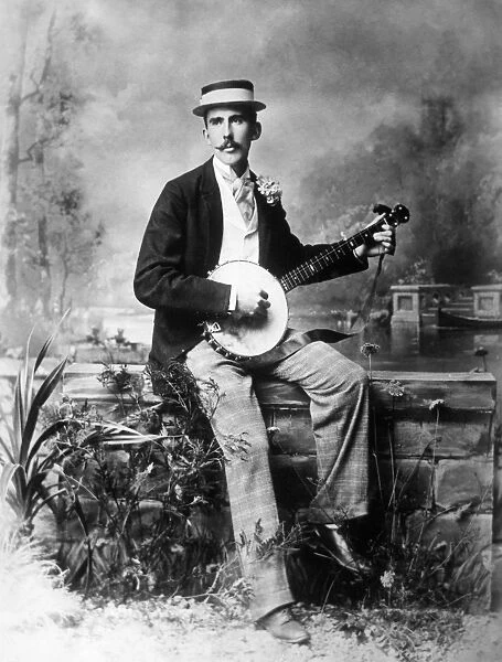 BANJO PLAYER, c1890. Unidentified 5-string banjo player, c1890