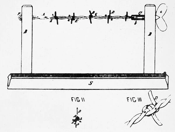 BARBED WIRE, 1874. Joseph Farwell Gliddens patent, 1874, for his invention of barbed wire