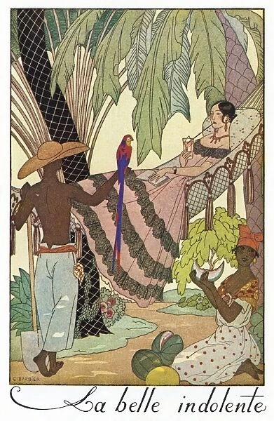 BARBIER: LA BELLE, 1923. La belle indolente. Fashion plate illustration by George Barbier