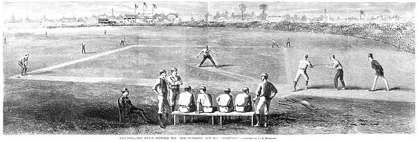 BASEBALL, 1870. Baseball match between the Cincinnati Red Stockings and the Brooklyn Atlantics