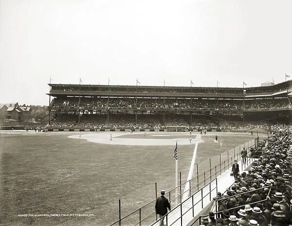 BASEBALL GAME, c1912. A major league baseball game viewed from the bleachers at Forbes Field, home of the Pittsburgh Pirates, c1912