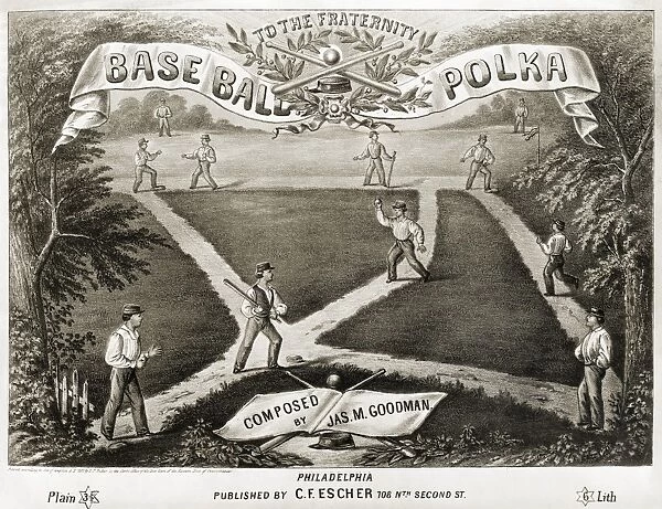 BASEBALL POLKA, 1867. Song sheet for Baseball Polka by James M. Goodman, 1867