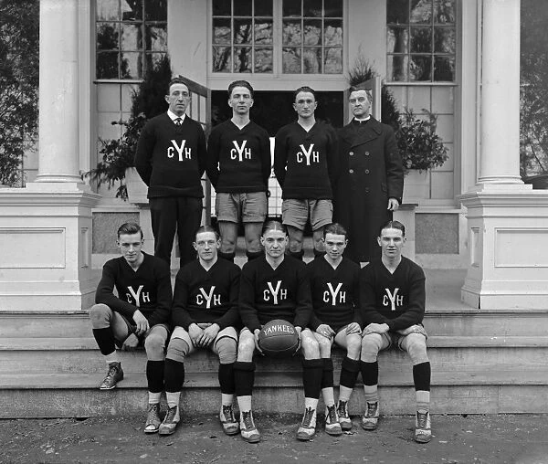 BASKETBALL TEAM, 1920. Portrait of the Yankee basketball team. Photograph, 1920