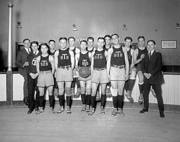 BASKETBALL TEAM, 1921. Portrait of the Tech High basketball team. Photograph, 1921