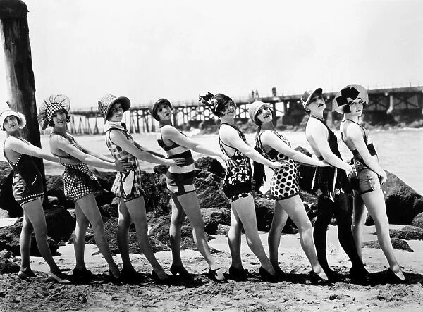 BATHING BEAUTIES, 1916. Silent film, produced by Mack Sennett (1884-1960), American film producer and director