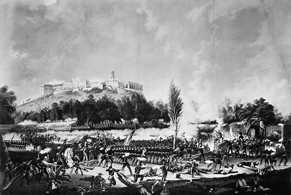 BATTLE OF CHAPULTEPEC, 1847. U. S. troops storming the fortress of Chapultepec