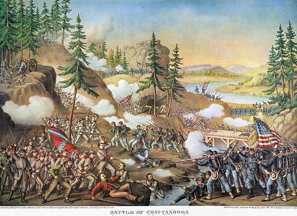 BATTLE OF CHATTANOOGA 1863. The Battle of Chattanooga, 23 November 1863: lithograph, 1888, by Kurz & Allison