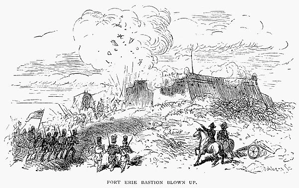 BATTLE OF FORT ERIE, 1814. The Battle of Fort Erie, 15 August 1814. Wood engraving, 19th century