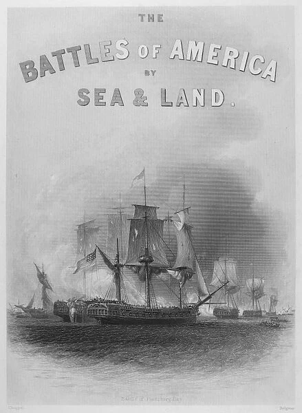 BATTLE OF LAKE CHAMPLAIN. The Battle of Lake Champlain (Plattsburg), 11 September 1814. Steel engraving, 1866