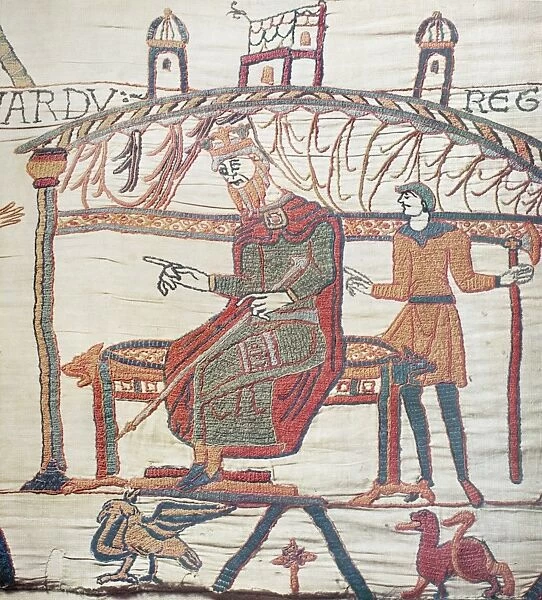 BAYEUX TAPESTRY. King Edward the Confessor and an attendant
