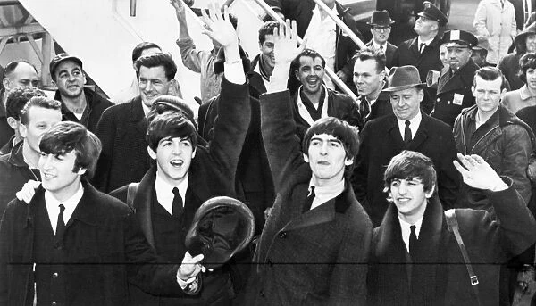 THE BEATLES, 1964. The Beatles arriving at John F. Kennedy Airport in New York City