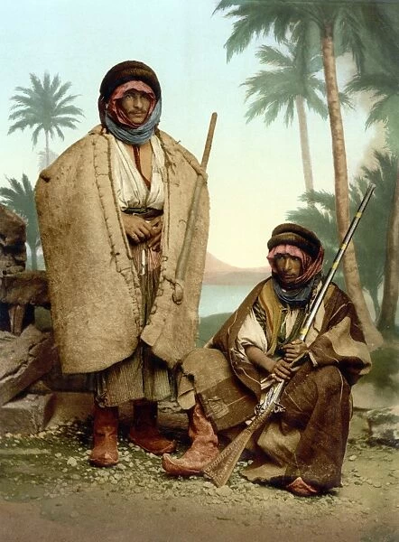 BEDOUINS, c1895. Bedouin shepherds from Syria. Studio photograph, c1895