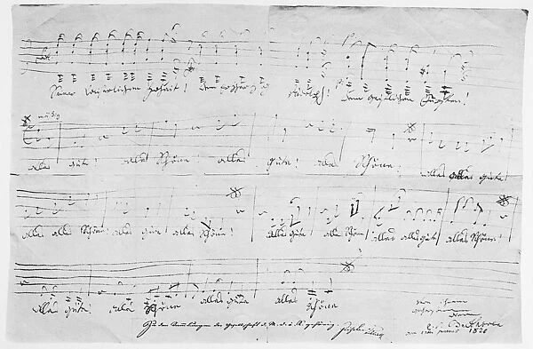 BEETHOVEN: CANON, 1820. Autograph manuscript page from Ludwig van Beethovens Canon