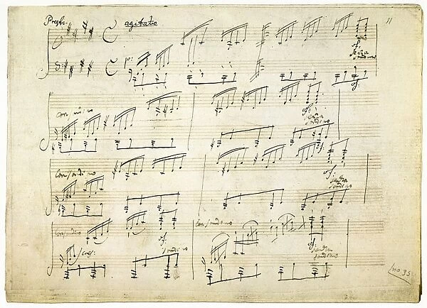 BEETHOVEN: SONATA, 1801. A page from Sonata in C Sharp Minor, Op