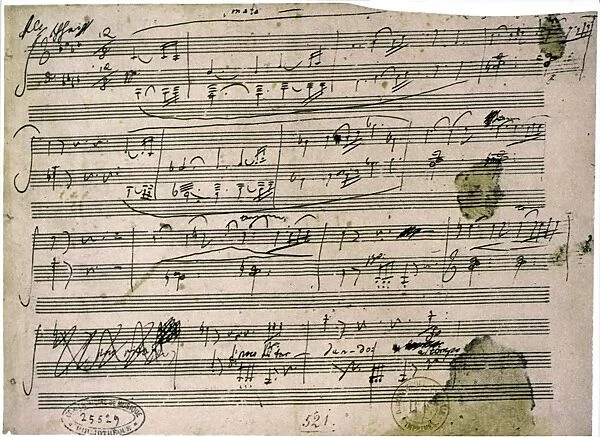 BEETHOVEN: SONATA, 1806. Page one of Ludwig van Beethovens autograph manuscript