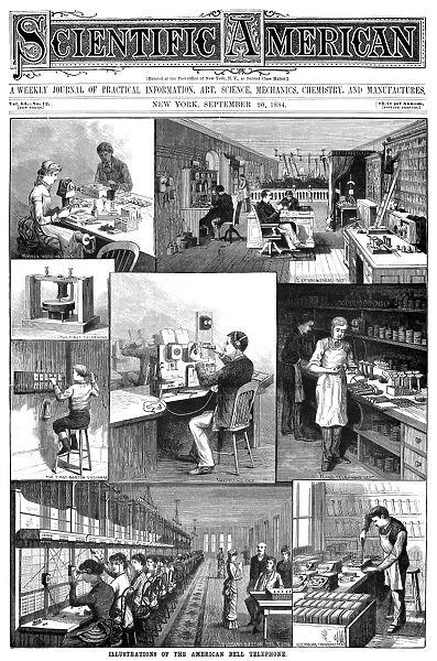 BELL TELEPHONE, 1884. Scenes from American Bell Telephone Company, incorporated in March 1885