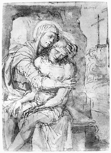 BELLINI: LA PIETA. Sketch, c1500, by Giovanni Bellini