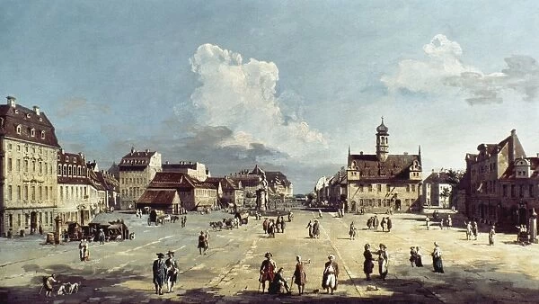 BELLOTTO: DRESDEN. Newmarket Square, Dresden, by Bernardo Bellotto. Oil on canvas