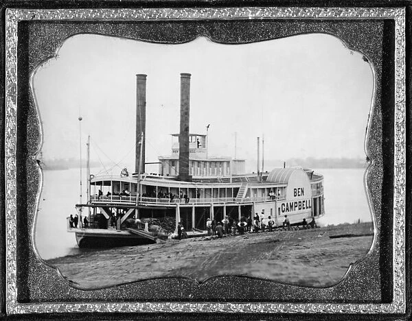 The Ben Campbell steamship at landing. Daguerreotype, c1852-1860