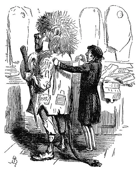 BENJAMIN DISRAELI CARTOON. The state of the nation: Disraeli measuring the British Lion