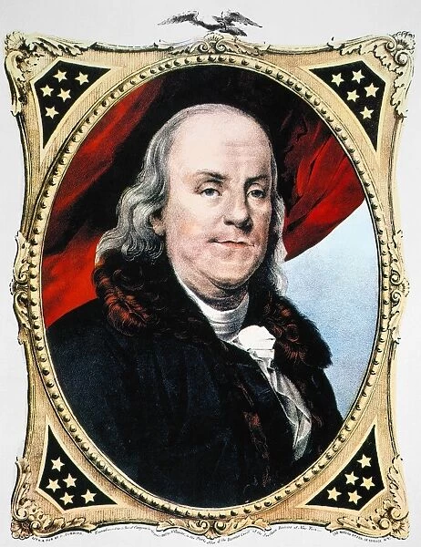 BENJAMIN FRANKLIN (1706-1790). American printer, publisher, scientist, inventor, statesman and diplomat. Lithograph, 1847, by Nathaniel Currier