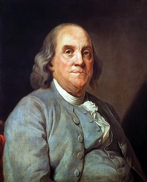 BENJAMIN FRANKLIN (1706-1790). American printer, publisher, scientist, inventor, statesman and diplomat. Oil on canvas after Joseph Siffred Duplessis