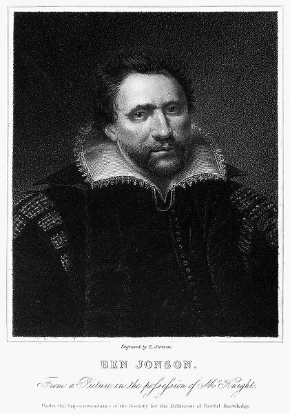 BENJAMIN JONSON (1572-1637). English playwright and poet. Line and stipple engraving, English, 1834