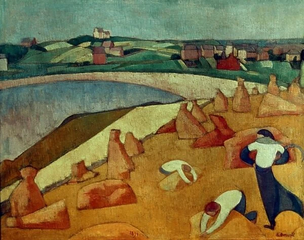 BERNARD: HARVEST, 1891. Emile Bernard: Harvest near the Sea. Oil, 1891