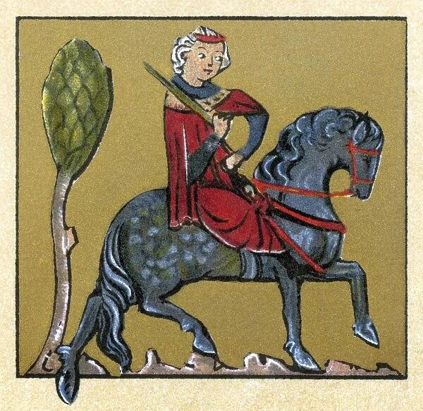 BERNART DE VENTADOUR (c1150-95). French troubadour. Illumination from a 13th century French manuscript