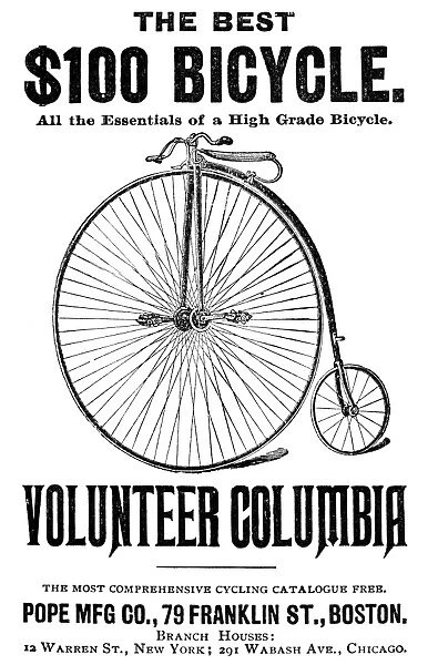 BICYCLE ADVERTISEMENT, 1888. American newspaper advertisement, 1888