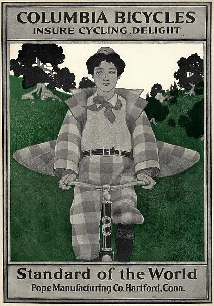 BICYCLE AD, 1896. American newspaper advertisement for Columbia bicycles, 1896