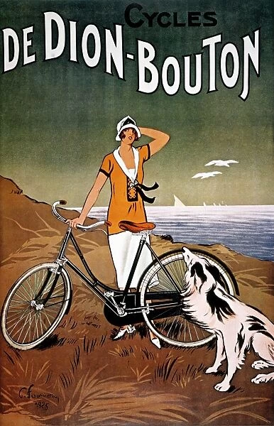 BICYCLE AD, 1925. French lithograph advertising poster for De Dion-Bouton bicycles
