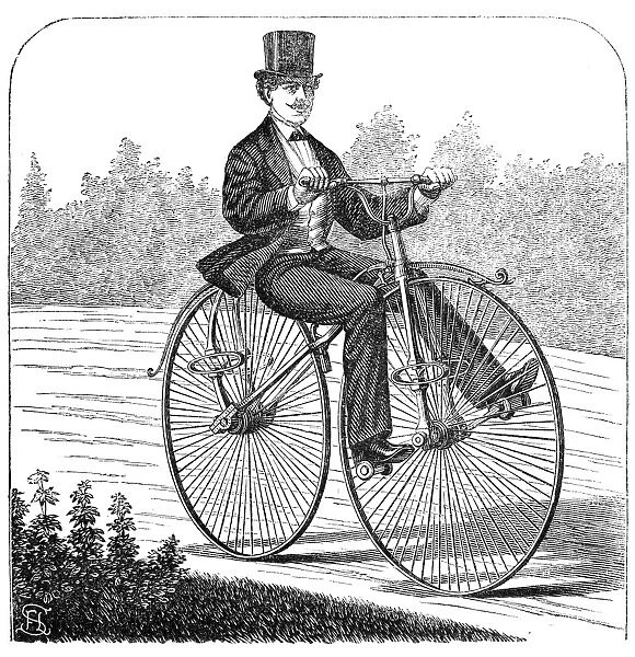 BICYCLING, 1869. Wood engraving, American, 1869