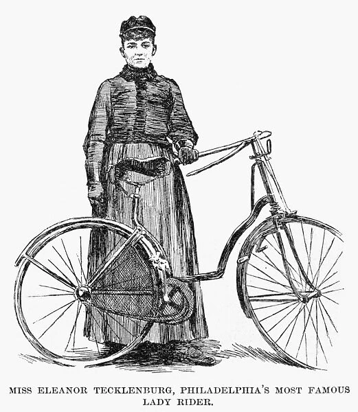 BICYCLING, c1890. Miss Eleanor Tecklenburg, Philadelphias most famous lady rider