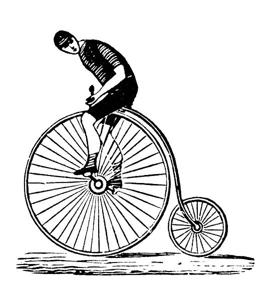 BICYCLING. Wood engraving, late 19th century