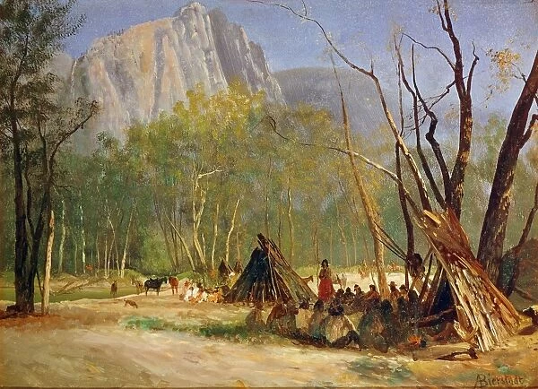 BIERSTADT: COUNCIL, c1872. Indians in Council, California. Oil on canvas, c1872