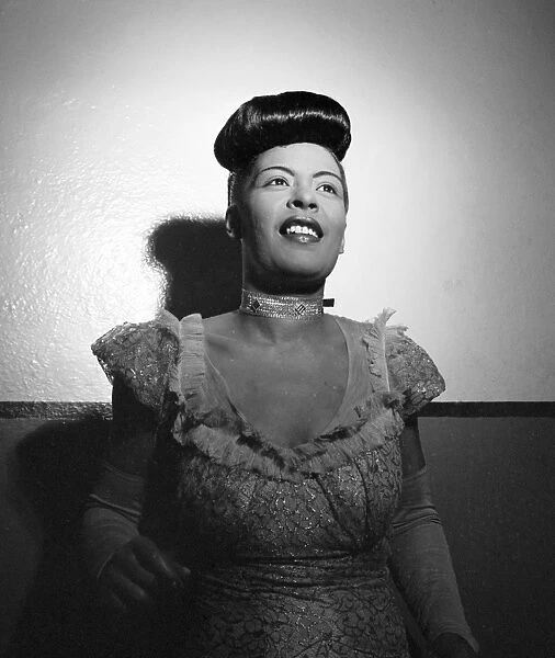BILLIE HOLIDAY (1915-1959). American singer. Backstage at Carnegie Hall in New York City
