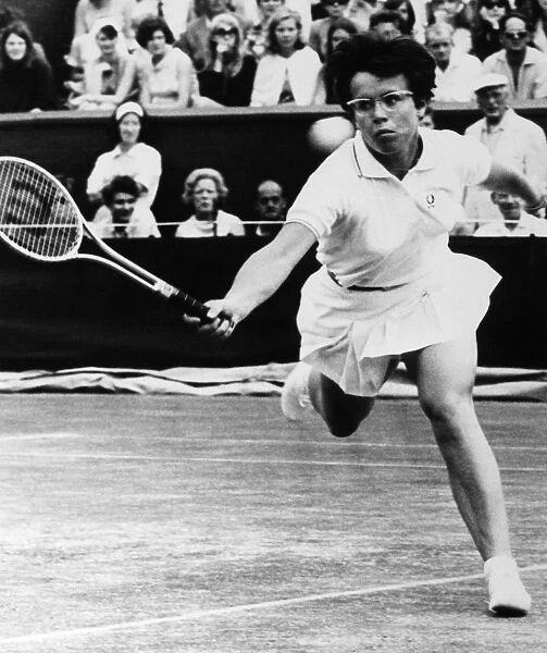 BILLIE JEAN KING (1943- ). American tennis player, photographed during a match at Wimbledon, 1968