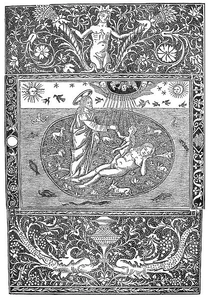 BIRTH OF EVE. Woodcut, Venetian, 1506