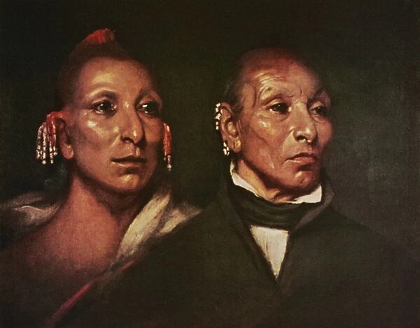 BLACK HAWK (1767-1838). Native American Sauk leader. Black Hawk with his son Whirling Thunder