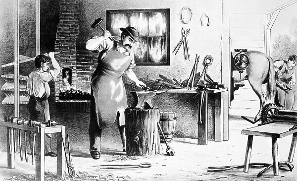 BLACKSMITH, 1874. Lithograph, 1874, by Louis Prang and Company