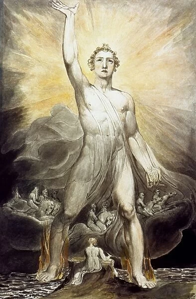BLAKE: ANGEL OF REVELATION. Angel of Revelation. Watercolor, pen and ink, by William Blake