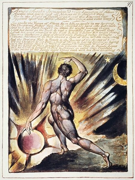 BLAKE: JERUSALEM, 1804. Awake Awake Jerusalem : watercolor from William Blakes illuminated book Jerusalem