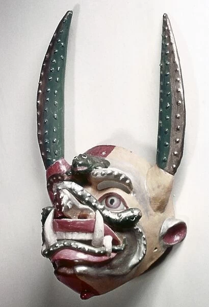BOLIVIA: NATIVE MASK. Devil dance mask made by native Bolivians