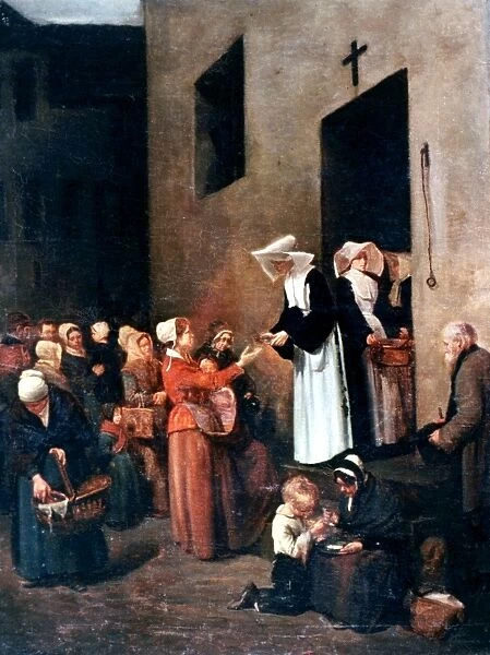BONVIN: CHARITY, 1851. The Sisters of Charity. Oil on canvas by Francois Bonvin, 1851