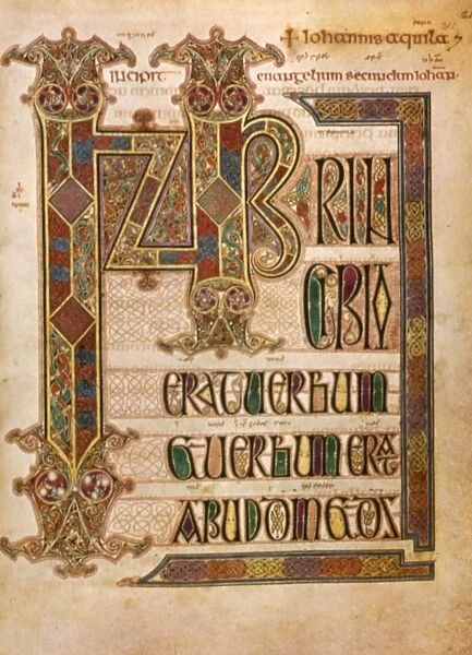 BOOK OF LINDISFARNE. The beginning of the Gospel of St. John, before 698 AD?