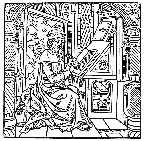 BOOKKEEPER, 1500. A medieval monk keeping the monastery accounts